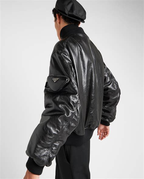 padded shell bomber jacket prada|Prada nappa bomber jacket.